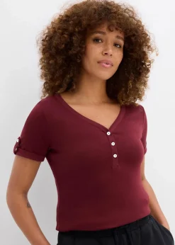 Damen bonprix Bekleidung·Röcke|Basics|Henleyshirt aus reiner Bio-Baumwolle