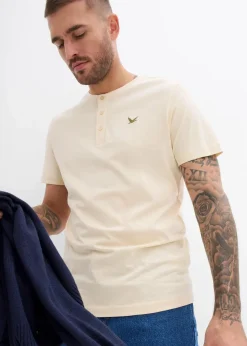 Herren bonprix Große Größen|Basics|Henleyshirt aus reiner Bio-Baumwolle (3er Pack)