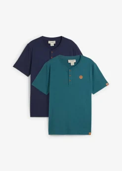 Herren bonprix Basics|Shirts & Polos|Henleyshirt aus reiner Bio-Baumwolle (2er Pack)