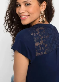 Damen bonprix Shirts & Tops|Nachhaltigere Materialien|Henleyshirt aus Viskose-Mix