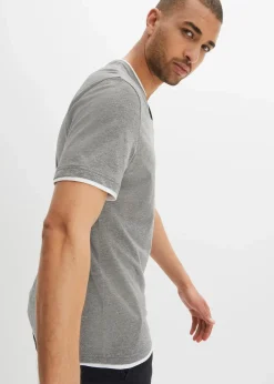 Herren bonprix Große Größen|Shirts & Polos|Henleyshirt, Kurzarm (2er Pack) aus reiner Bio-Baumwolle