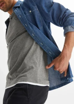 Herren bonprix Große Größen|Shirts & Polos|Henleyshirt, Kurzarm (2er Pack) aus reiner Bio-Baumwolle