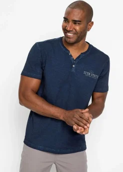Online Henleyshirt, Kurzarm in gewaschener Optik aus reiner Bio-Baumwolle Herren Große Größen|Shirts & Polos