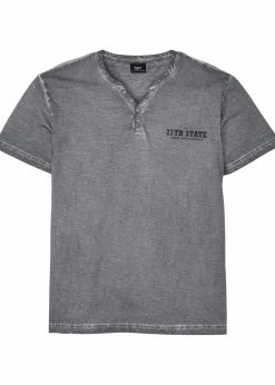 Online Henleyshirt, Kurzarm in gewaschener Optik aus reiner Bio-Baumwolle Herren Shirts & Polos|Große Größen