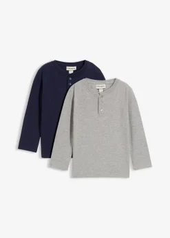 Kinder bonprix Jungen 2-8 Jahre·Nachhaltigere Materialien|Jungen 2-8 Jahre·Mehrfachpacks|Henleyshirt, Langarm mit Bio-Baumwolle (2er Pack)