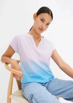 Discount Henleyshirt mit Ombré Dye Effekt Damen Shirts & Tops|Nachhaltigere Materialien