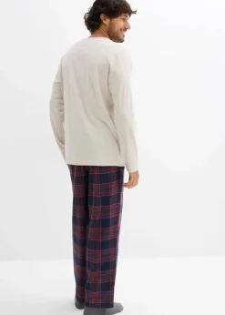 Sale Herren Pyjama mit Flanellhose aus weicher Baumwolle und Geschenktasche Herren Pyjamas|Große Größen
