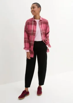 Damen bonprix Bekleidung·Kleider|Hosen|High Waist Barrel-Twillhose mit vorverlegten Seitennähten und Bequembund