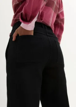 Damen bonprix Bekleidung·Kleider|Hosen|High Waist Barrel-Twillhose mit vorverlegten Seitennähten und Bequembund