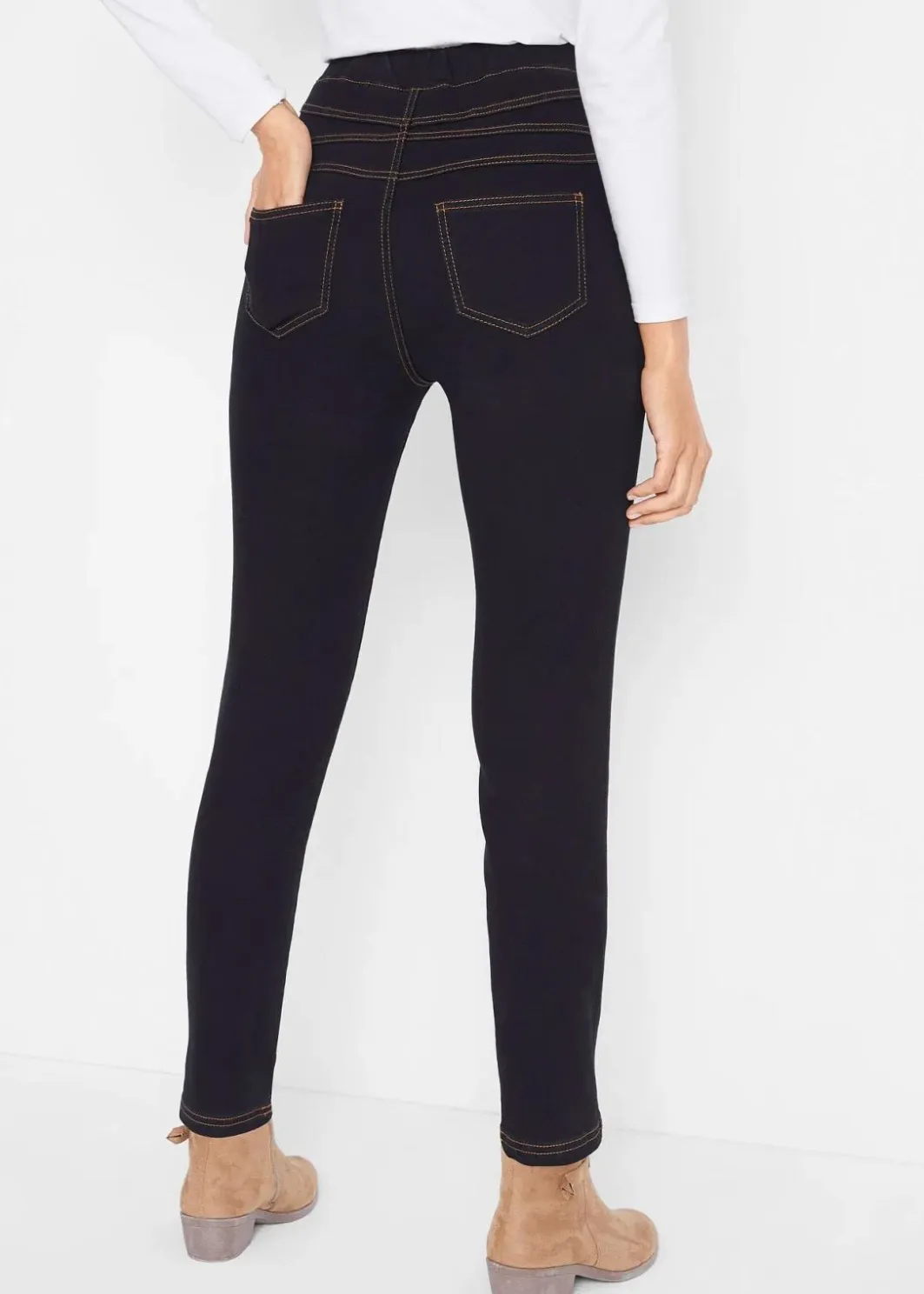 Damen bonprix Jeans|Thermobekleidung|High Waist Jeggings aus leichter, elastischer Thermoqualität mit Bequembund