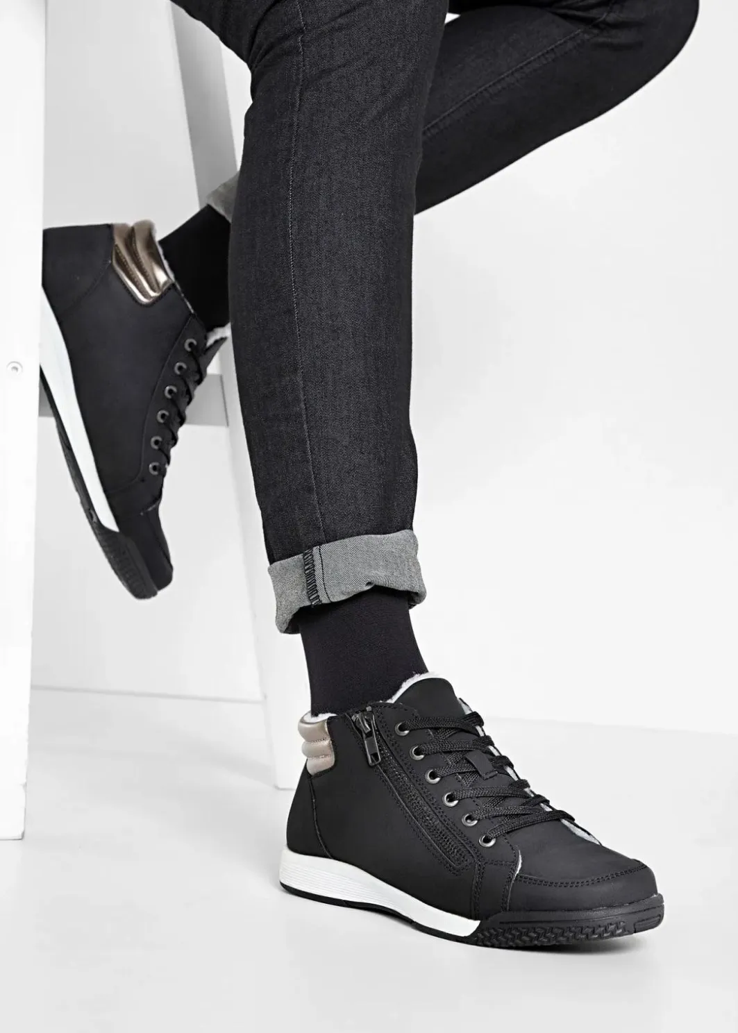 New High-Top-Sneaker mit Reißverschluss Damen Gefütterte Winterschuhe|Sneaker