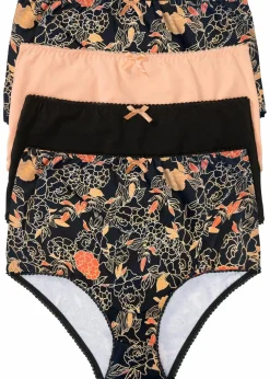 Damen bonprix Wäsche·Baumwollunterwäsche|Wäsche·Höschen|Highwaist Slip (4er Pack)