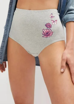 Damen bonprix Höschen|Baumwollunterwäsche|Highwaist Slip (5er Pack)