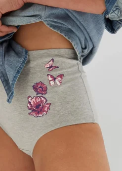 Damen bonprix Höschen|Baumwollunterwäsche|Highwaist Slip (5er Pack)