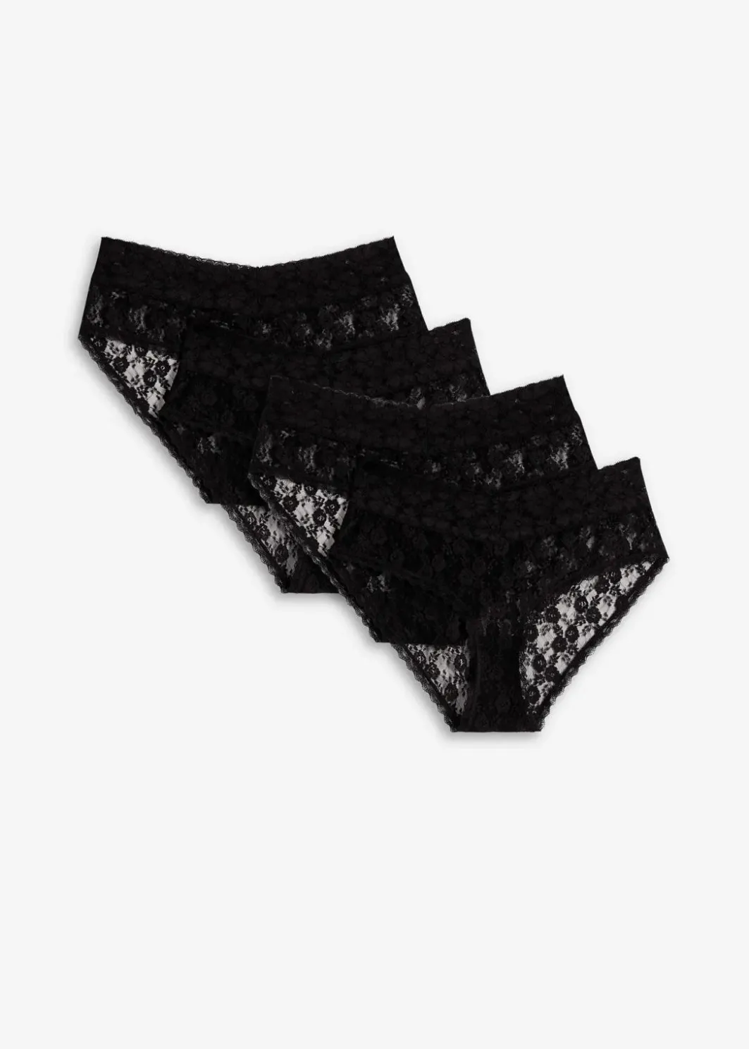 Damen bonprix Wäsche·Höschen|Höschen|Highwaist Slip aus Spitze mit Raffung (4er Pack)