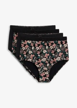 Damen bonprix Wäsche·Baumwollunterwäsche|Wäsche·Höschen|Highwaist Slip mit Bio-Baumwolle (4er Pack)