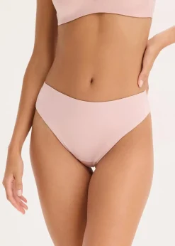 Damen bonprix Höschen|Highwaist String mit Glanzeffekt (2er Pack)