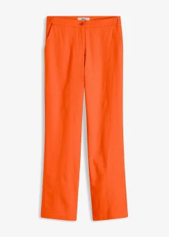 Outlet High-Waist-Hose aus Leinen-Viskose-Mix Damen Nachhaltigere Materialien|Hosen