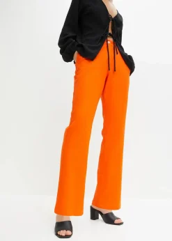 Outlet High-Waist-Hose aus Leinen-Viskose-Mix Damen Nachhaltigere Materialien|Hosen