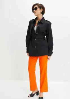 Outlet High-Waist-Hose aus Leinen-Viskose-Mix Damen Nachhaltigere Materialien|Hosen