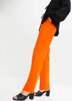 Outlet High-Waist-Hose aus Leinen-Viskose-Mix Damen Nachhaltigere Materialien|Hosen
