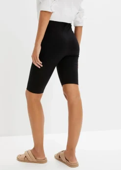 Hot High-Waist-Radler aus Rippjersey Damen Radler & Oberschenkelschutz|Hosen