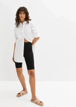 Hot High-Waist-Radler aus Rippjersey Damen Radler & Oberschenkelschutz|Hosen