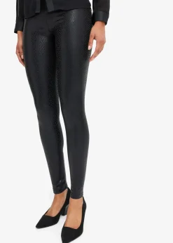Damen bonprix Kurzgrößen|Bekleidung·Kleider|Hochglänzende Lederimitat-Leggings