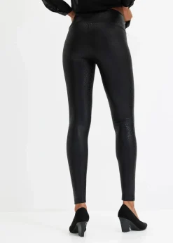 Damen bonprix Kurzgrößen|Bekleidung·Kleider|Hochglänzende Lederimitat-Leggings