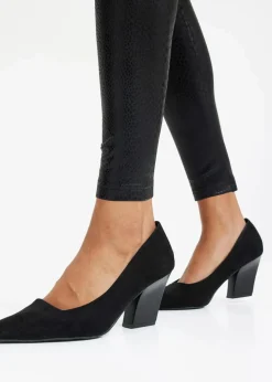 Damen bonprix Kurzgrößen|Bekleidung·Kleider|Hochglänzende Lederimitat-Leggings