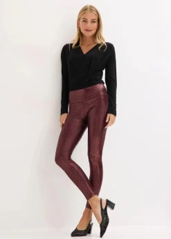 Discount Hochglänzende Lederimitat-Leggings Damen Kurzgrößen|Hosen