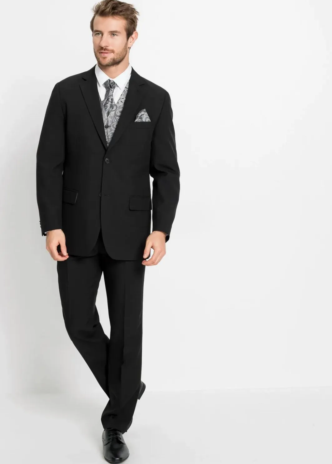 Hochzeitsanzug mit Weste und Plastron (5-tlg. Set), Regular Fit Herren Große Größen|Anzüge & Sakkos