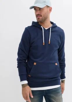 Herren bonprix Große Größen|Sweat|Hoodie mit Lederimitat Details