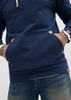 Herren bonprix Große Größen|Sweat|Hoodie mit Lederimitat Details
