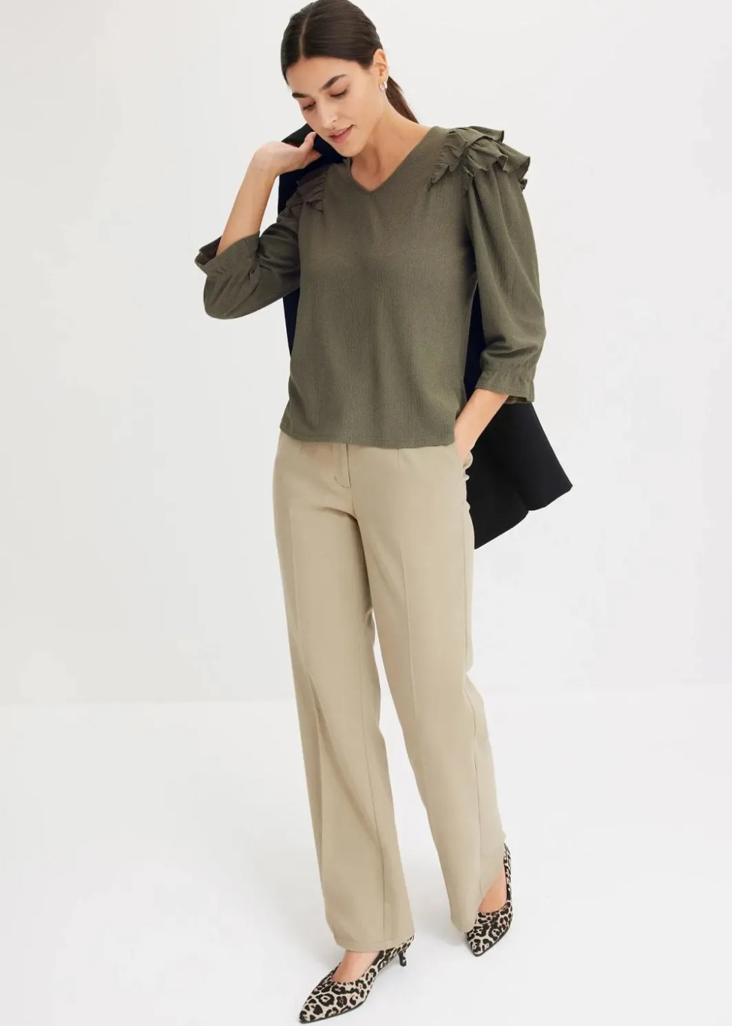 Damen bonprix Kurzgrößen|Nachhaltigere Materialien|Hose