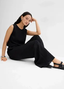 Damen bonprix Zweiteiler & Sets|Hosen|Hose aus aus strukturiertem Crinkle-Viskose-Mix