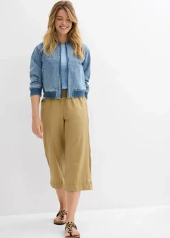 Damen bonprix Nachhaltigere Materialien|Hosen|3/4-Hose aus Leinen-Baumwoll-Mischung