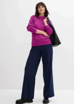Damen bonprix Bekleidung·Kleider|Hosen|Hose in Wolloptik mit Bequembund