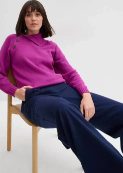 Damen bonprix Bekleidung·Kleider|Hosen|Hose in Wolloptik mit Bequembund