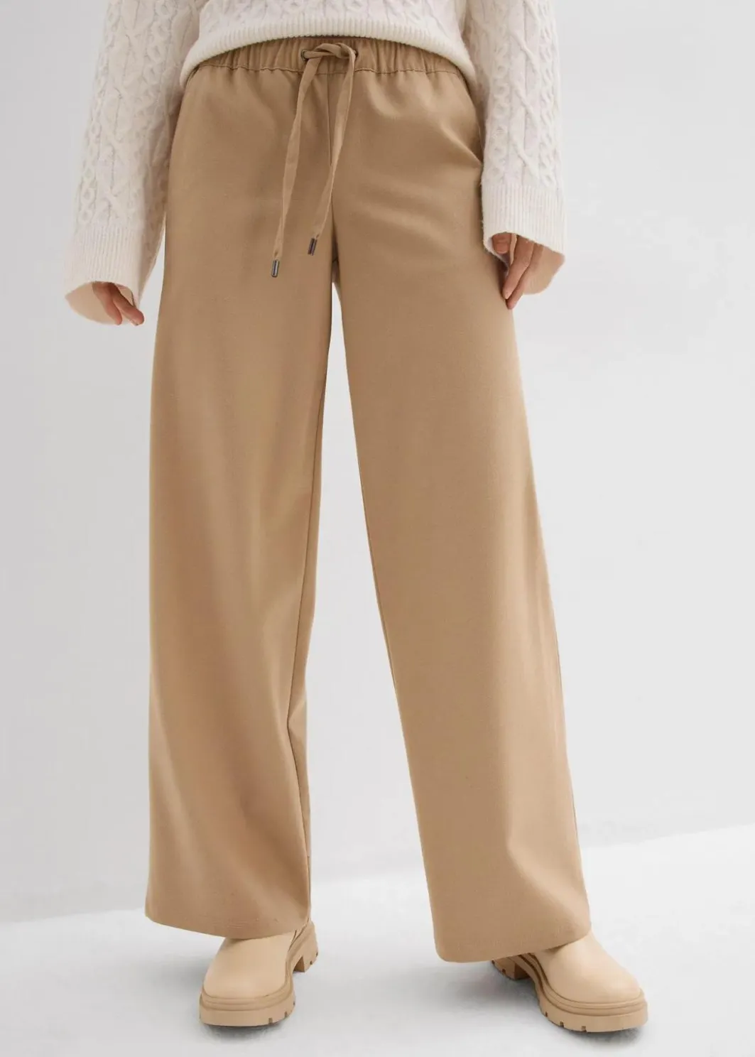 Damen bonprix Hosen|Bekleidung·Kleider|Hose in Wolloptik mit Bequembund