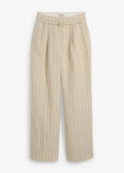 Damen bonprix Bekleidung·Kleider|Premium|Hose mit Gürtel (2-tlg.Set) aus reinem Leinen