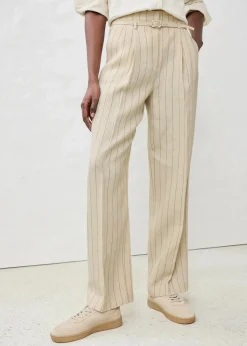 Damen bonprix Bekleidung·Kleider|Premium|Hose mit Gürtel (2-tlg.Set) aus reinem Leinen