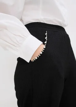 Damen bonprix Bekleidung·Kleider|Hosen|Hose mit Perlen Applikation aus strukturiertem Jersey