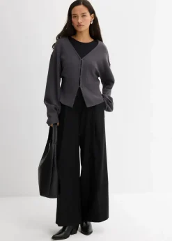 Damen bonprix Hosen|Bekleidung·Kleider|Hose mit Seitenschnallen aus Viskose-Mix