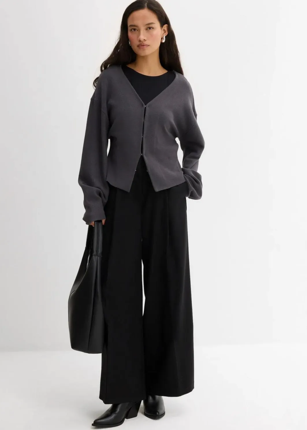 Damen bonprix Hosen|Bekleidung·Kleider|Hose mit Seitenschnallen aus Viskose-Mix