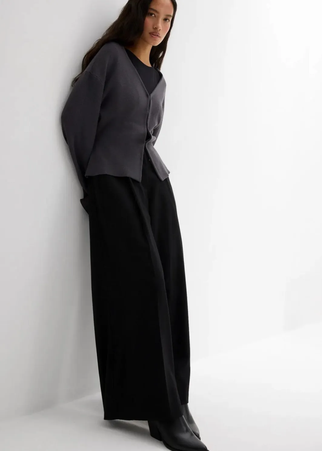 Damen bonprix Hosen|Bekleidung·Kleider|Hose mit Seitenschnallen aus Viskose-Mix