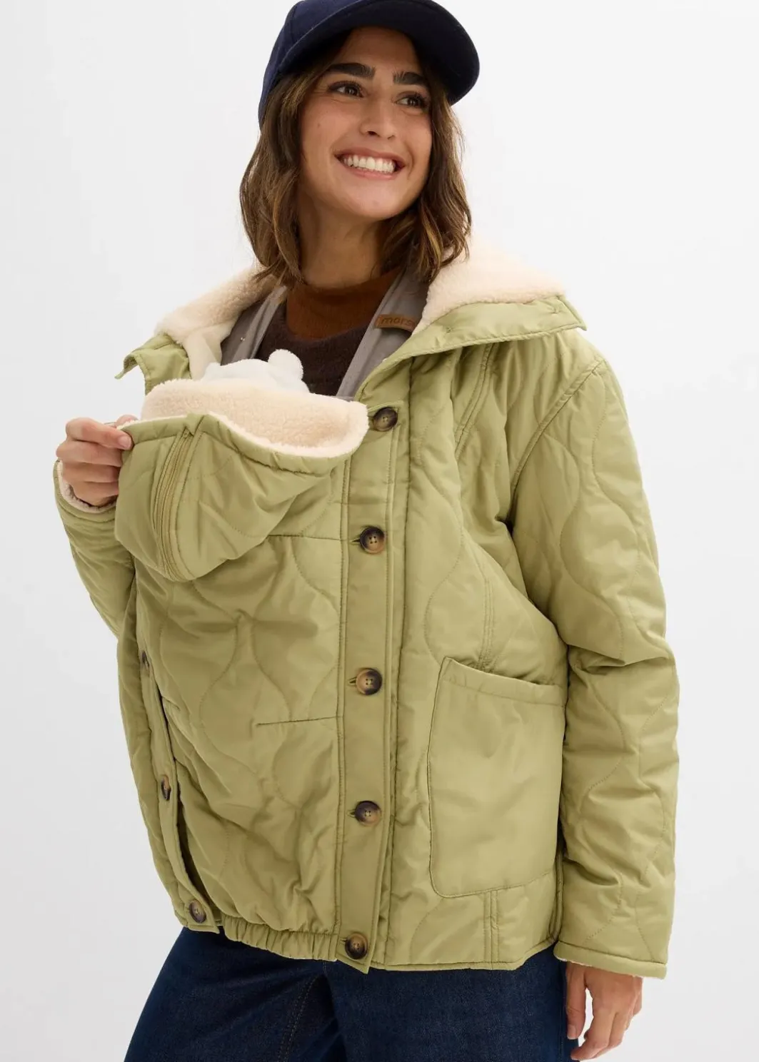 Damen bonprix Bekleidung·Blazer|Umstandsmode|3-in-1 Leichte Umstandsjacke mit Teddyfutter und Trageeinsatz