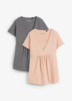 Damen bonprix Umstandsmode|Nachhaltigere Materialien|2-in-1 Umstands- und Stillshirts (2er Pack​)