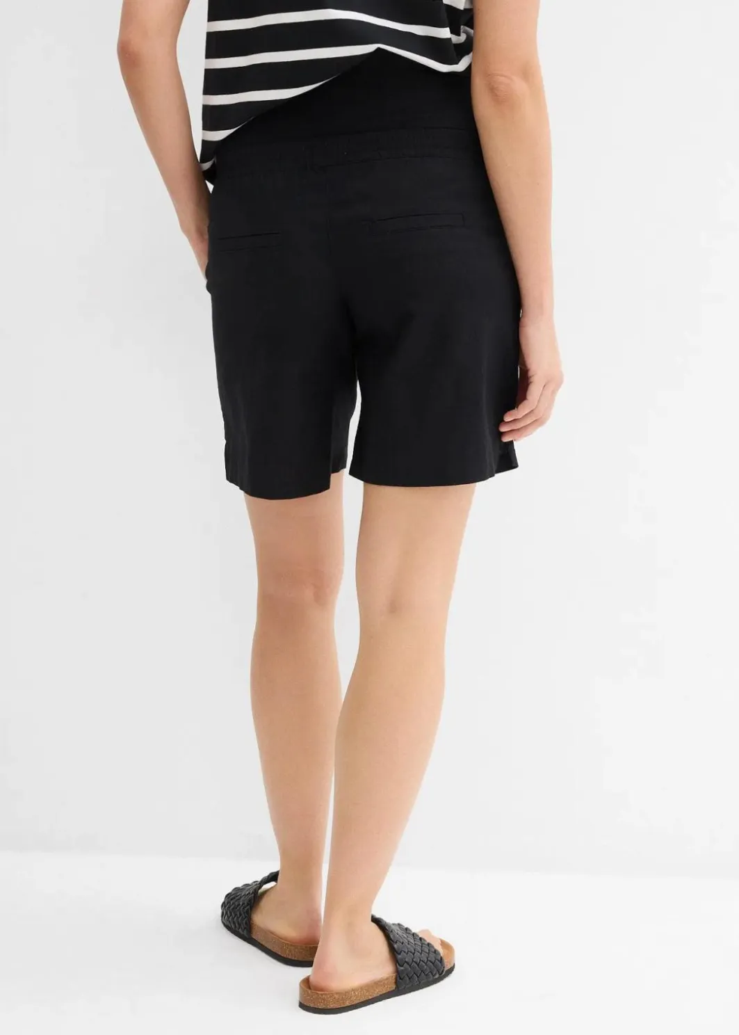 Damen bonprix Bekleidung·Blazer|Umstandsmode|2-in-1 Umstandsbermuda mit Bauchband zum Umklappen aus Leinen-Mix