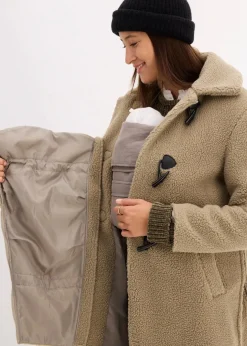 3-in-1 Umstandsmantel mit Trageeinsatz aus Teddyfleece Damen Bekleidung·Blazer|Umstandsmode